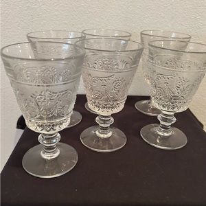 Set of 6 Duncan and Miller vintage Sandwich wine glasses.